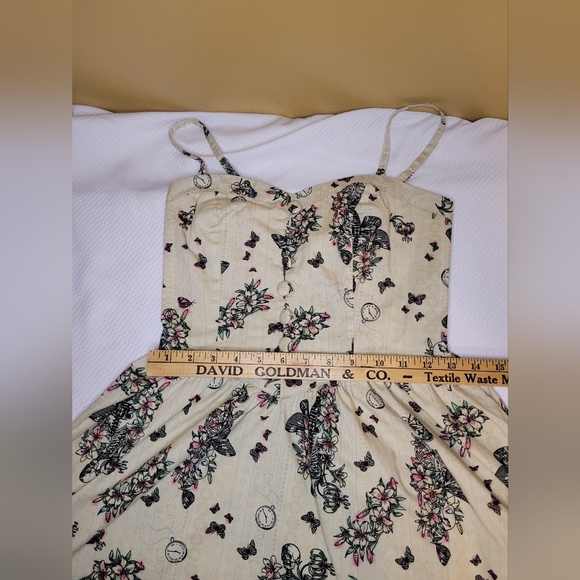 Hell Bunny Retro Rockabilly Pinup Steam Punk Butterfly Clock Fit and Flare Dress - Picture 7 of 11